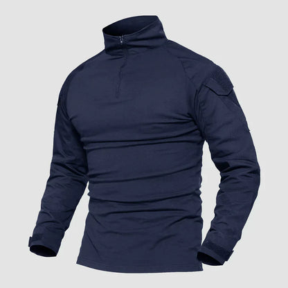 Men's 1/4 Zip Tactical Military Shirt with Pockets