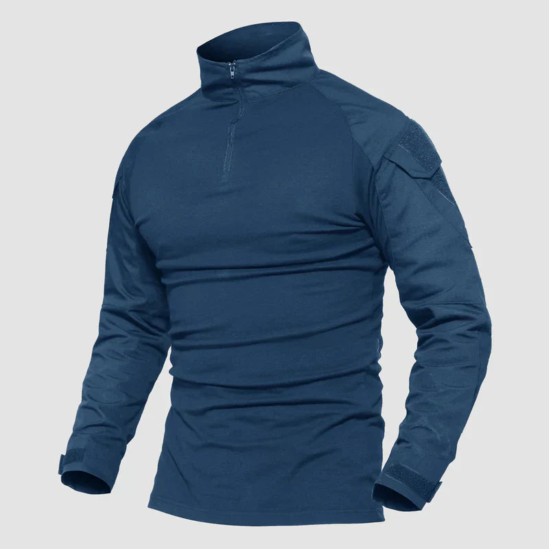 Men's 1/4 Zip Tactical Military Shirt with Pockets