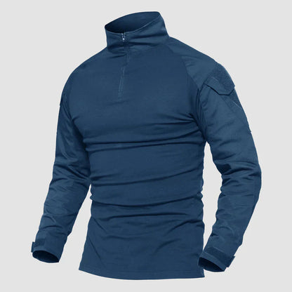 Men's 1/4 Zip Tactical Military Shirt with Pockets