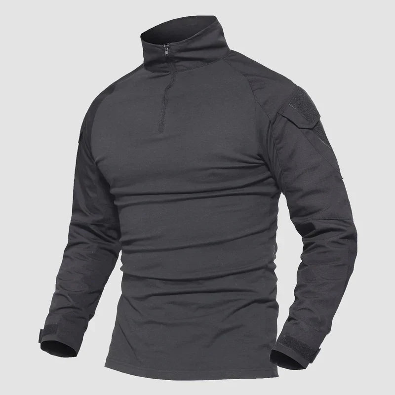 Men's 1/4 Zip Tactical Military Shirt with Pockets