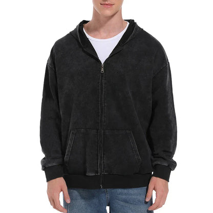 Men's Washed Zipper Hoodie