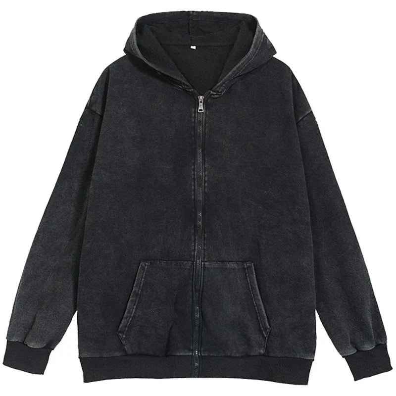 Men's Washed Zipper Hoodie