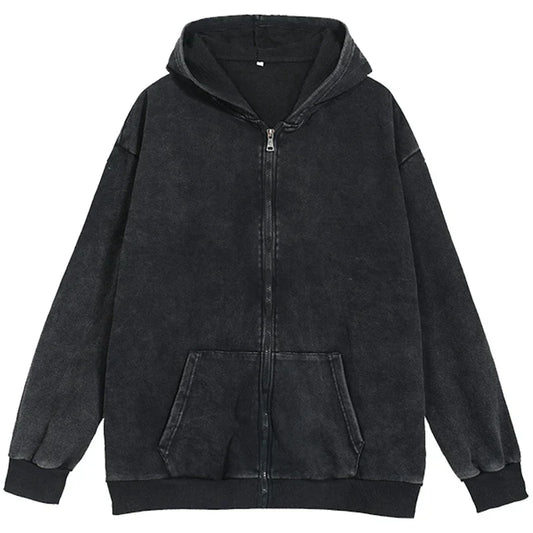 Men's Washed Zipper Hoodie