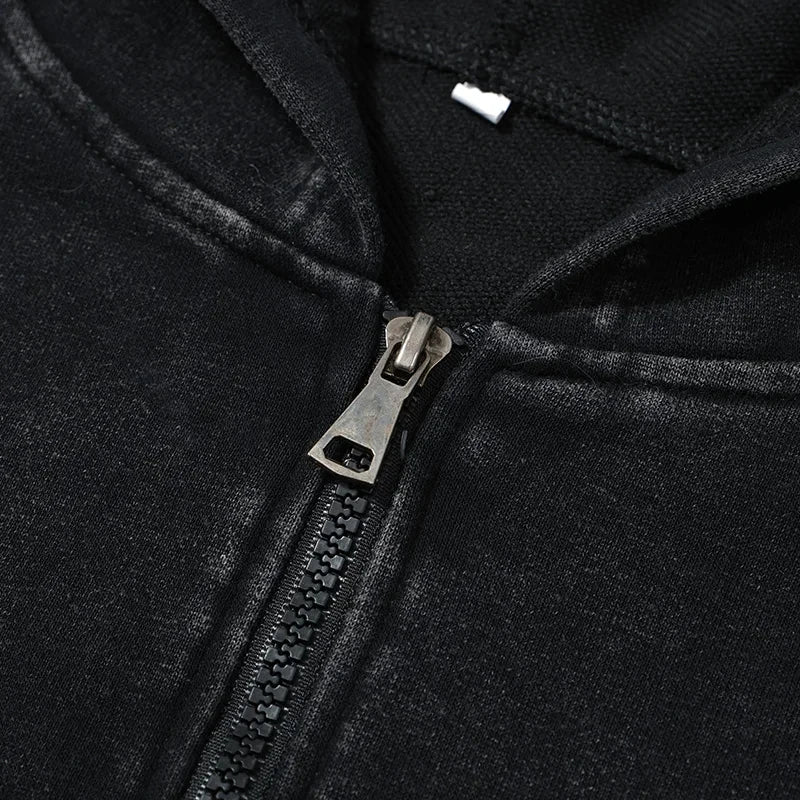 Men's Washed Zipper Hoodie