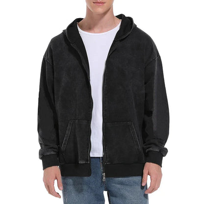 Men's Washed Zipper Hoodie