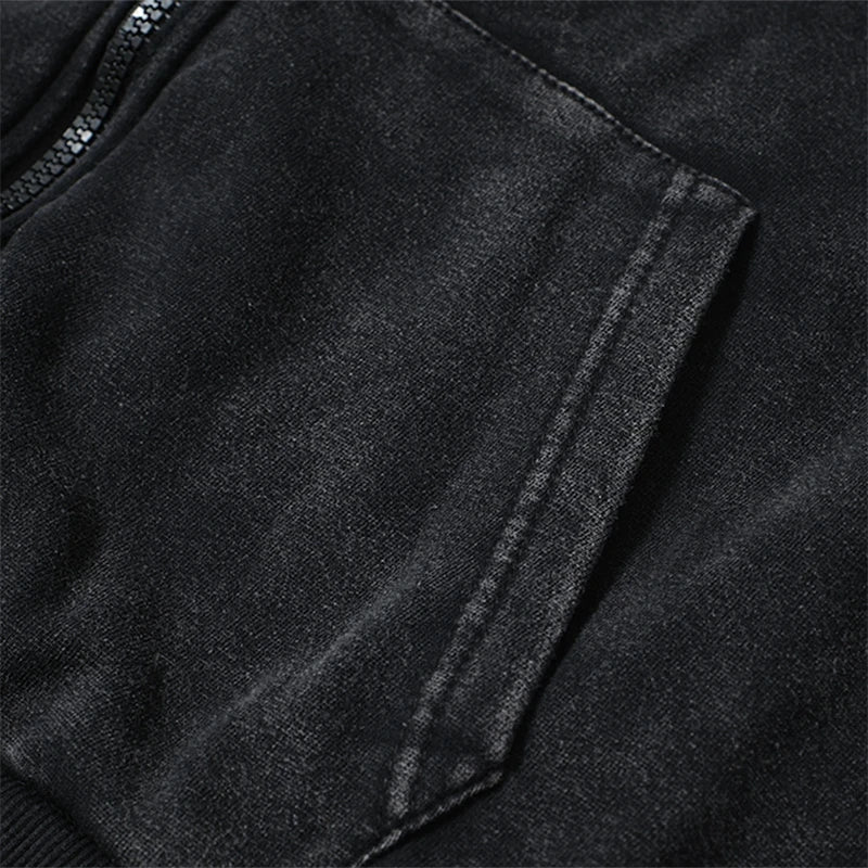 Men's Washed Zipper Hoodie