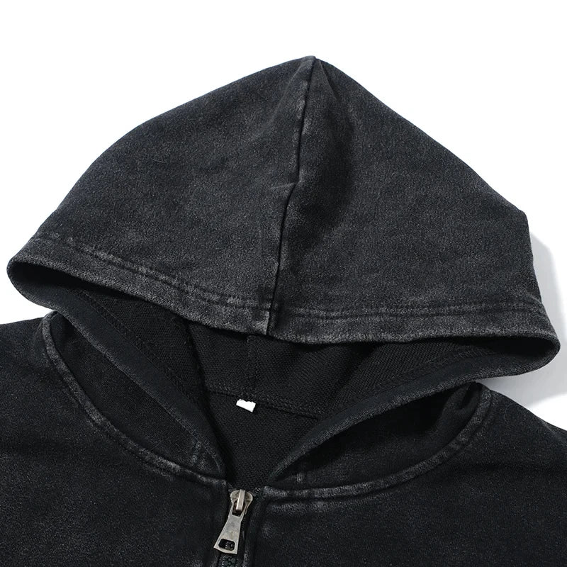 Men's Washed Zipper Hoodie